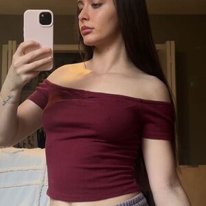 dark red mossimo off the shoulder top